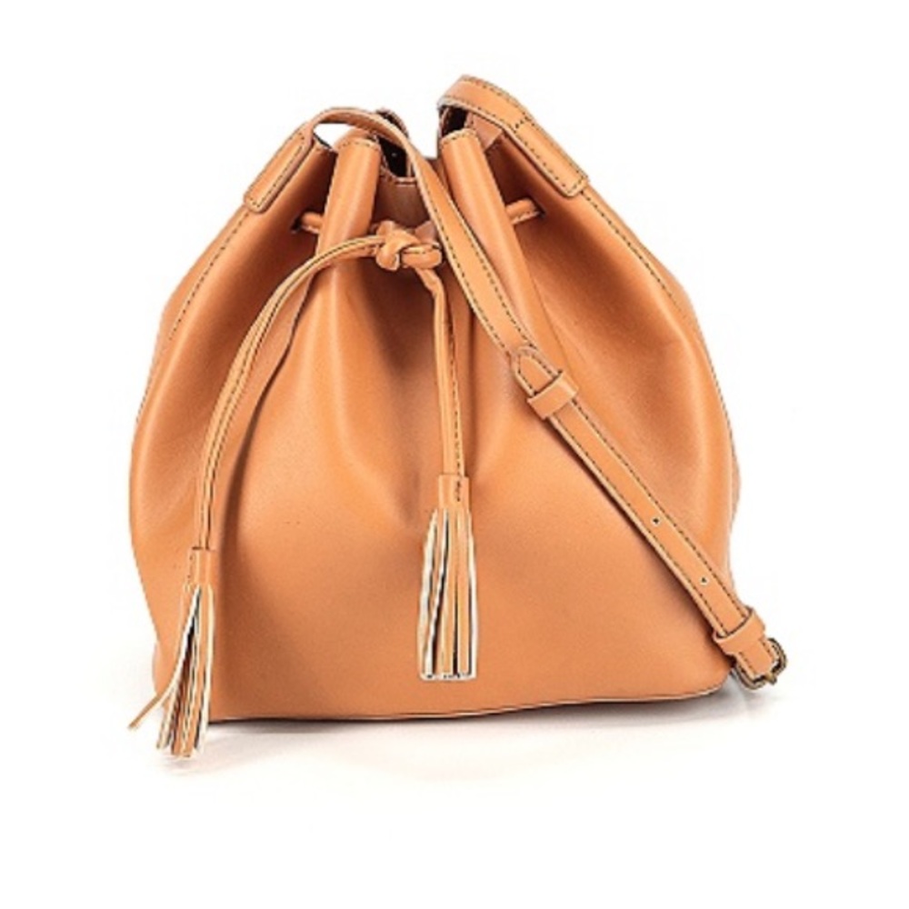 J crew camel bucket bag tan